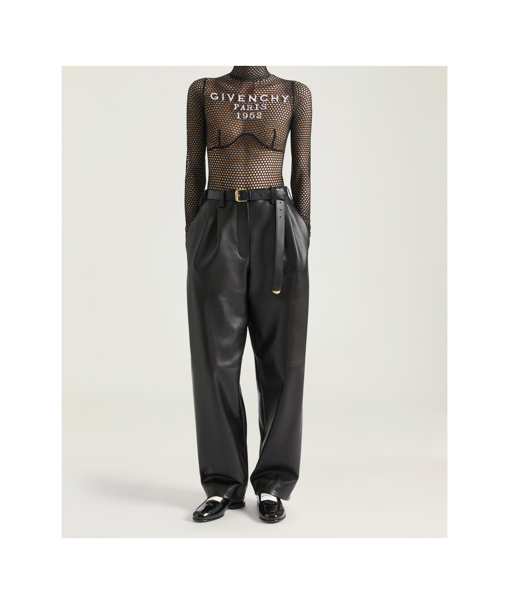 Givenchy Mesh Bodysuit With Embroidered Logo In Black