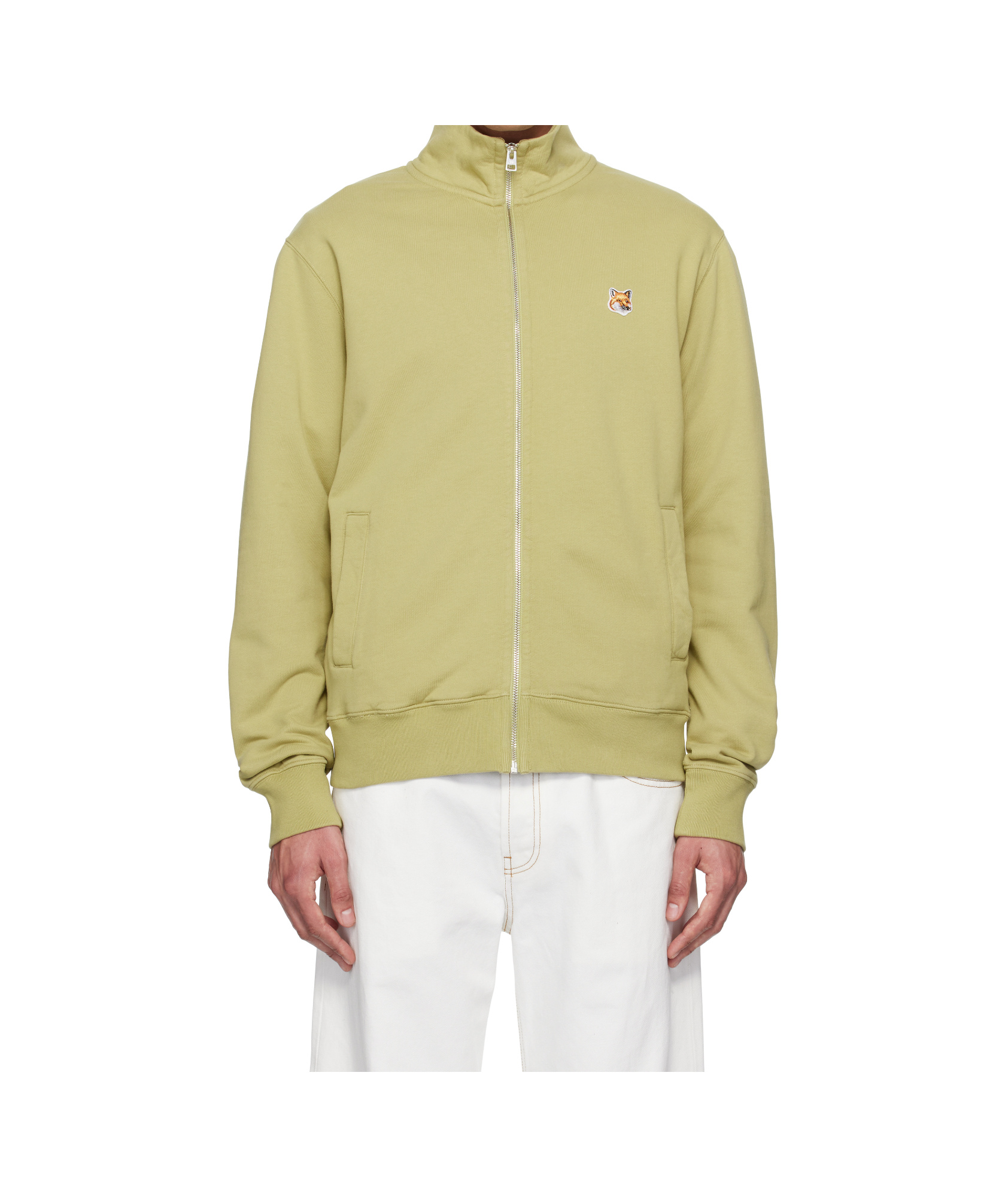 Maison Kitsuné Green Fox Head Patch Fullzip Regular Sweatshirt In Nude
