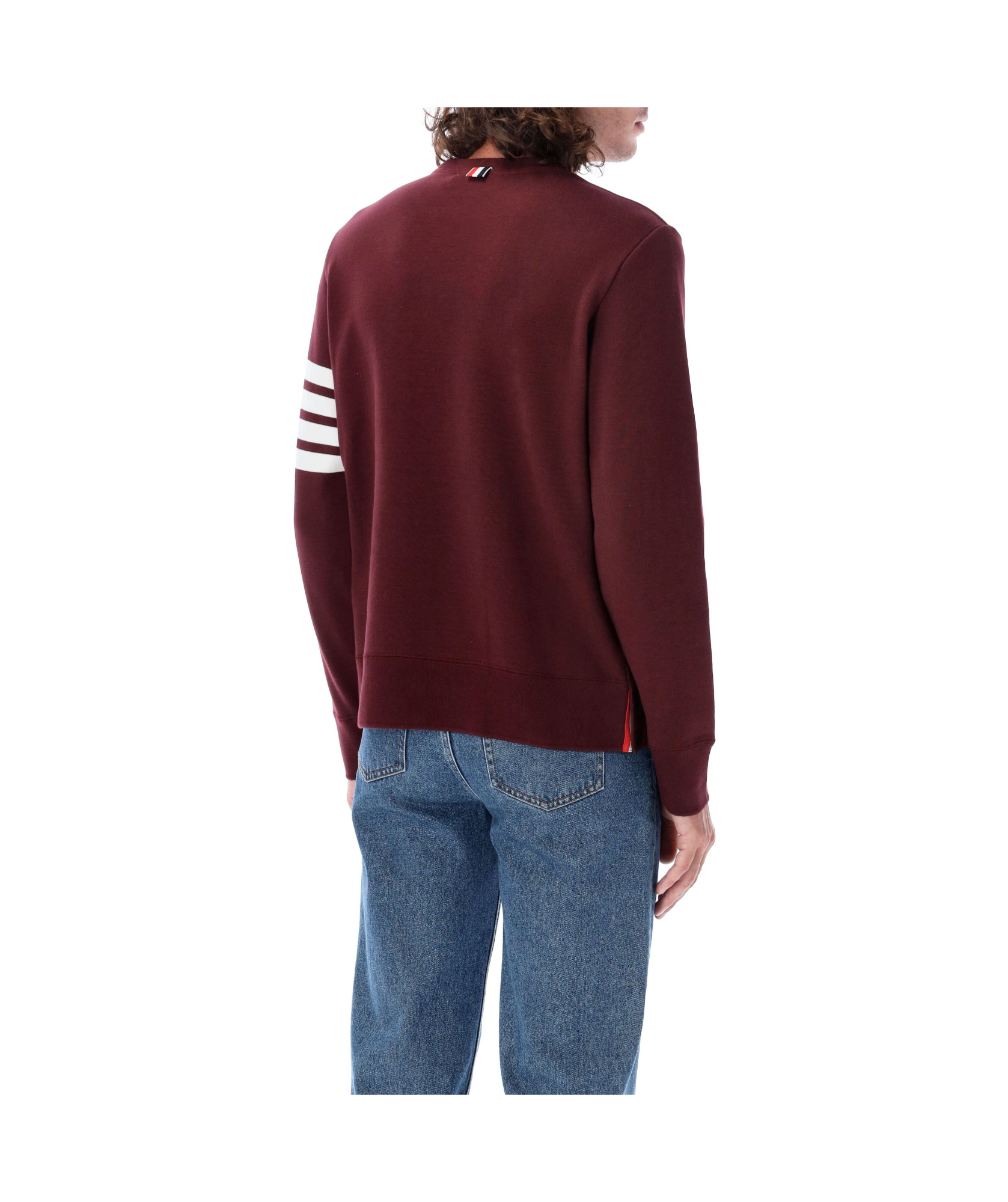 Thom Browne Round-collar Long-sleeve Hoodie In Brown