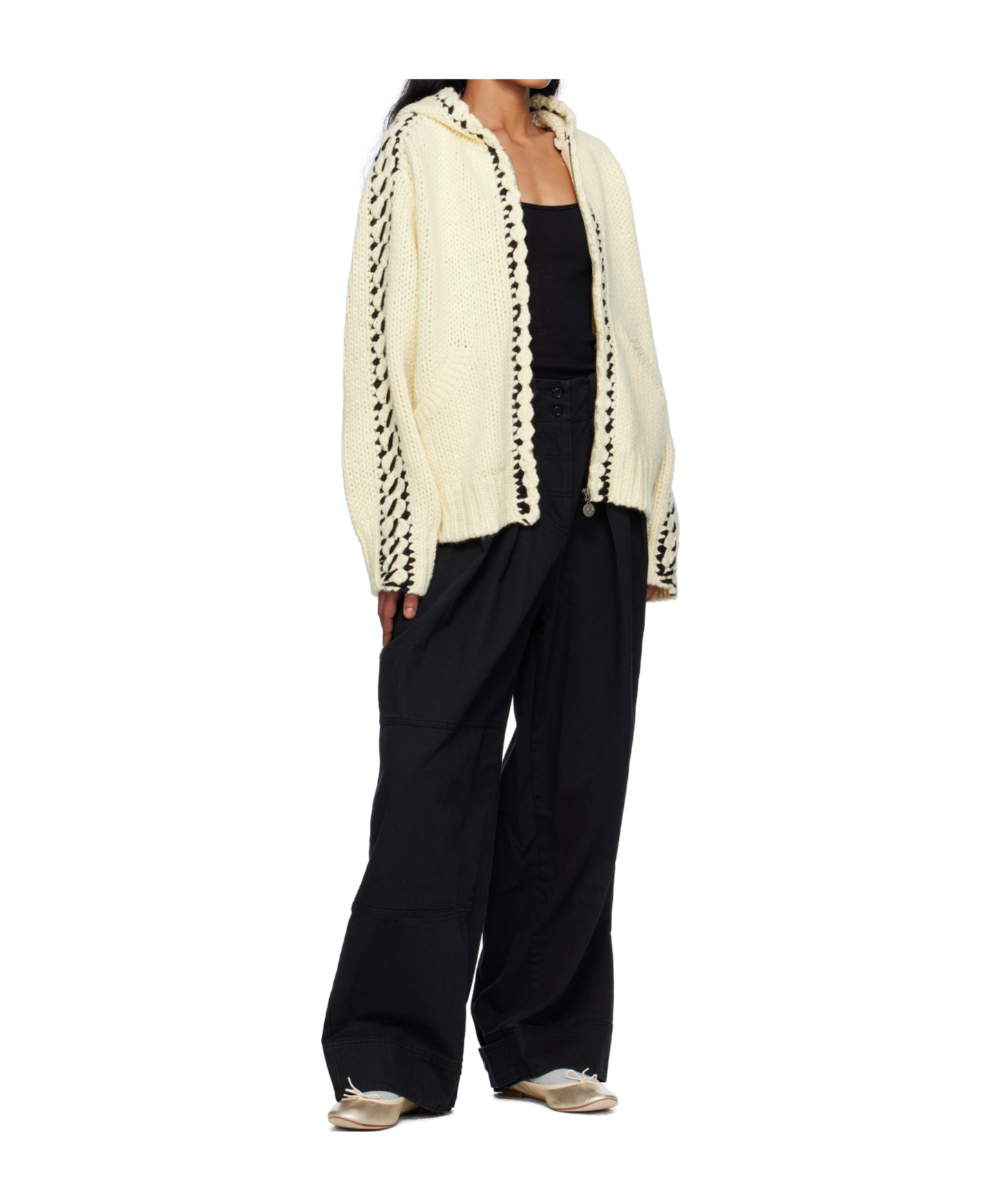 Open Yy Full Gather Trousers In Black