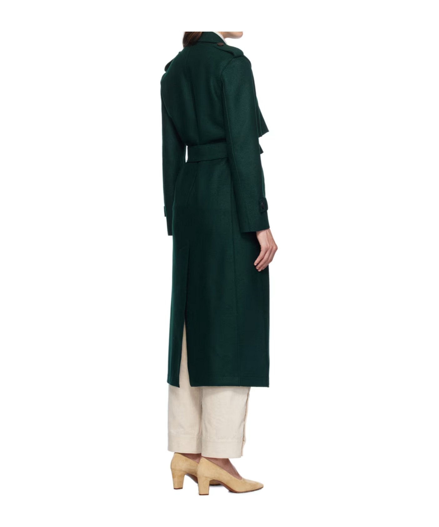 Harris Wharf London Long Coat With Lapel In Green