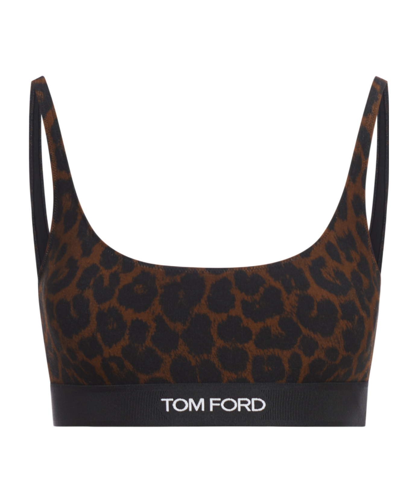 Tom Ford Reflected Leopard Printed Modal Signature Bralette In Black
