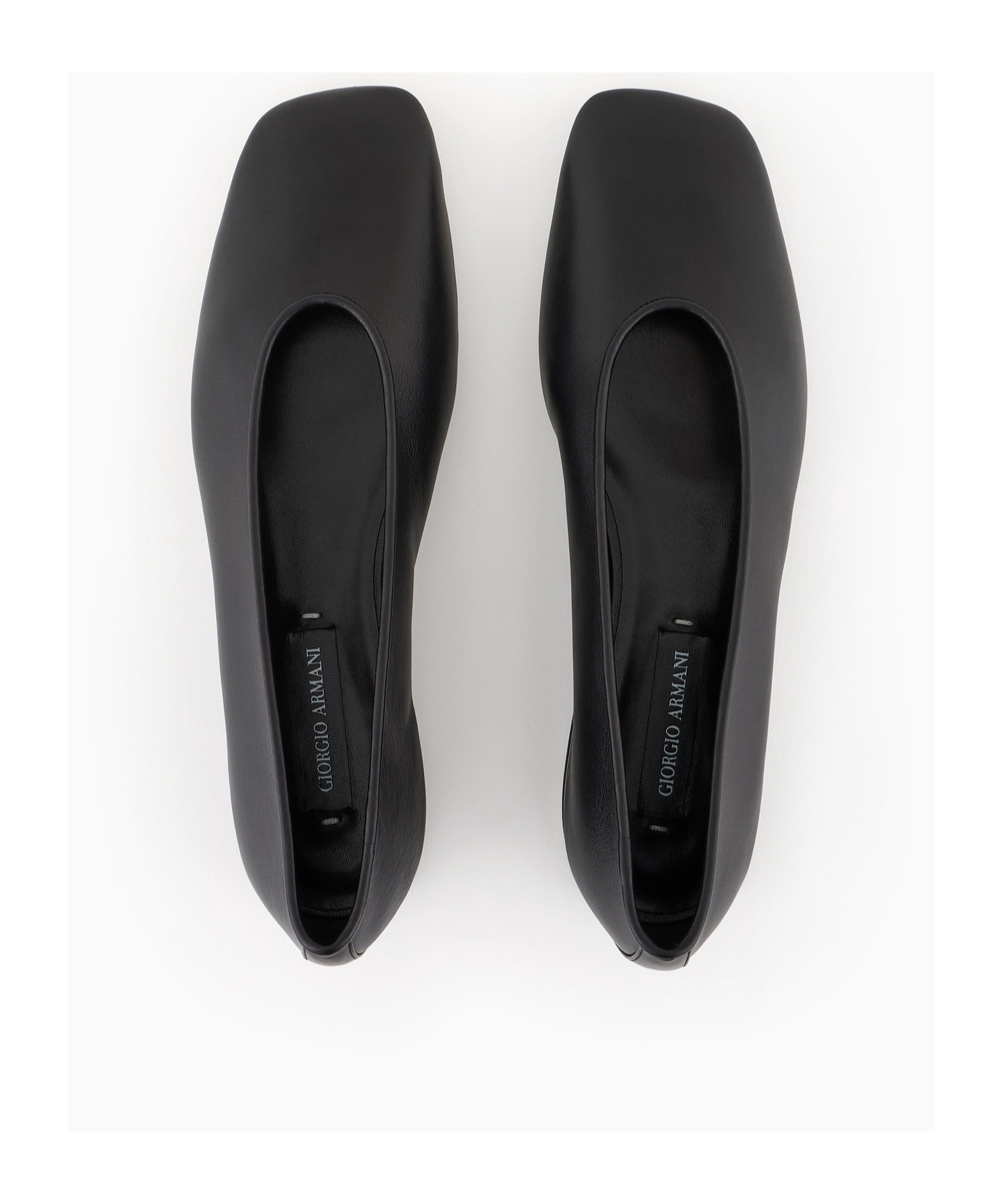 Shop Giorgio Armani Square Toe Ballet Flats In Black