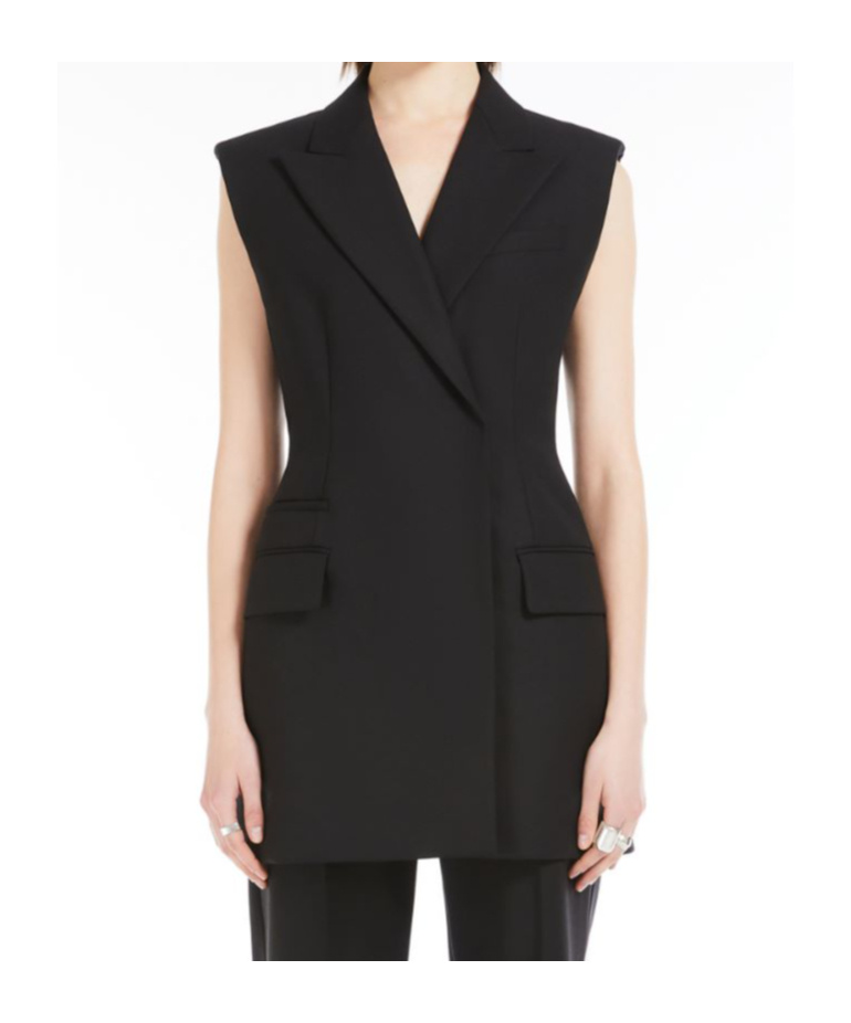 Sportmax Double-breasted Sleeveless Jacket In Black