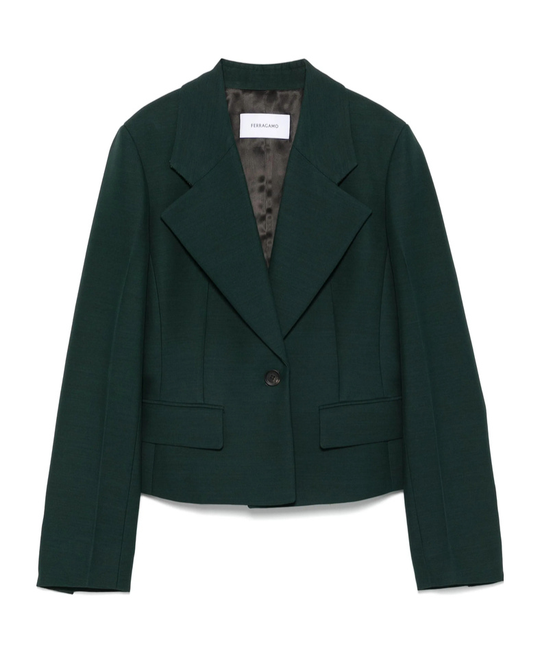 Ferragamo Long-sleeved Suit Jacket In Green