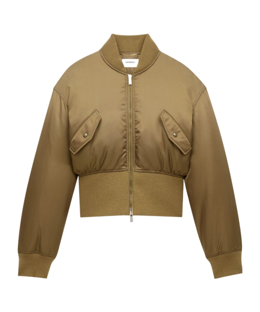 Saint Laurent Long-sleeved Casual Jacket In Green