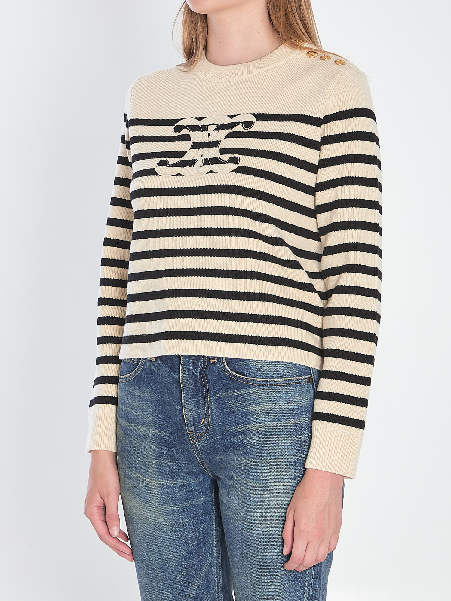 Celine Women Triomphe Cashmere And Wool Sweater