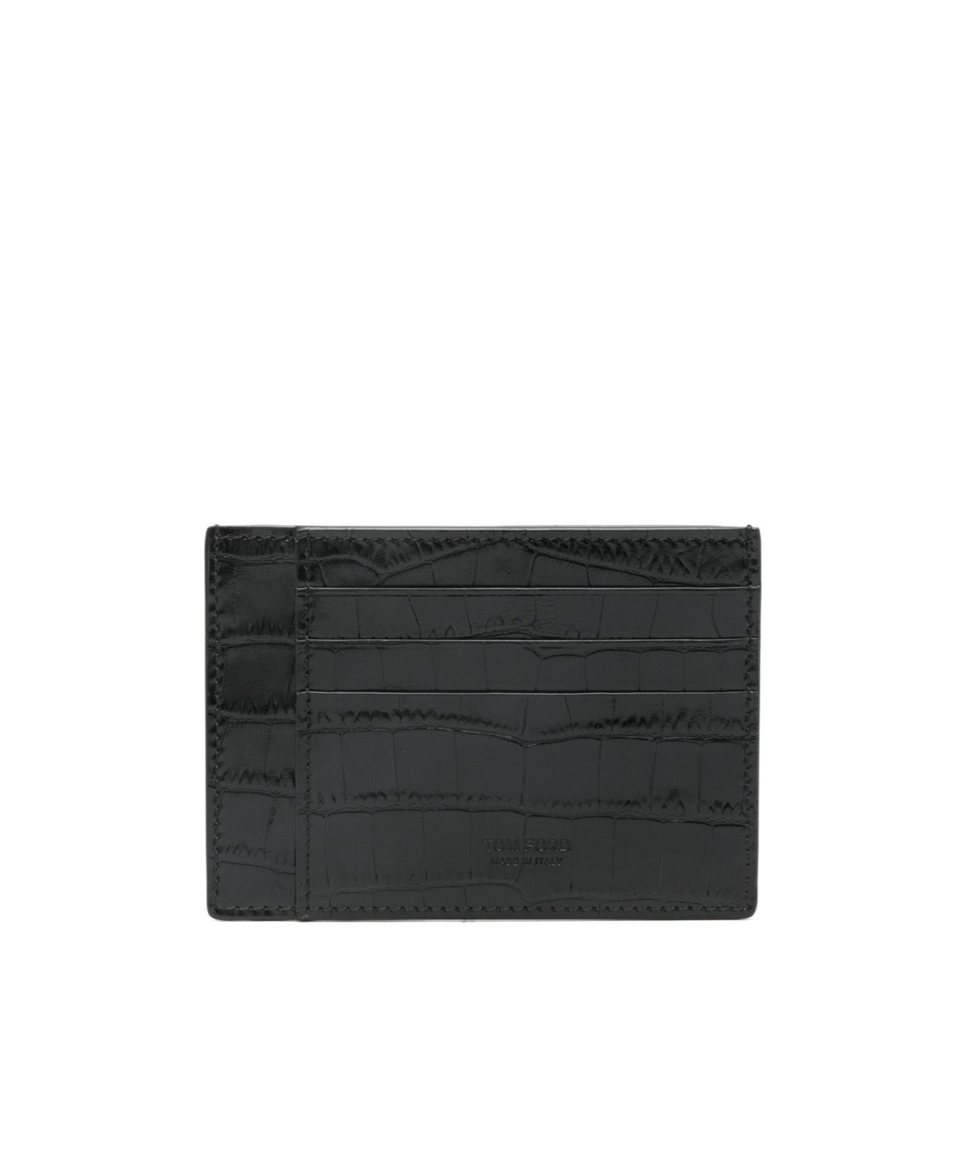Tom Ford Logo Debossed Embossed Card Holder In Black