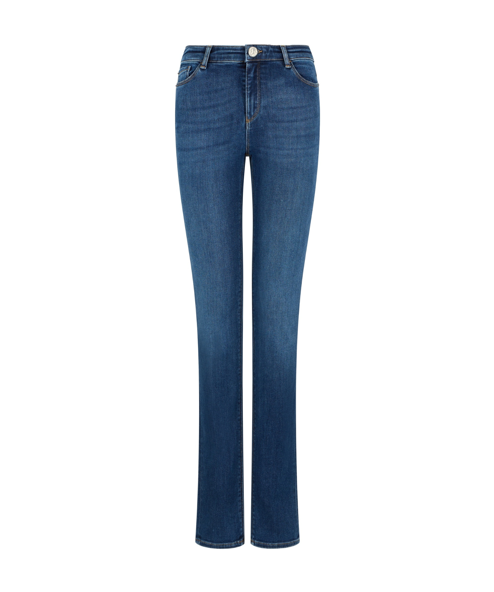 Emporio Armani Long Straight Leg Jeans In Blue