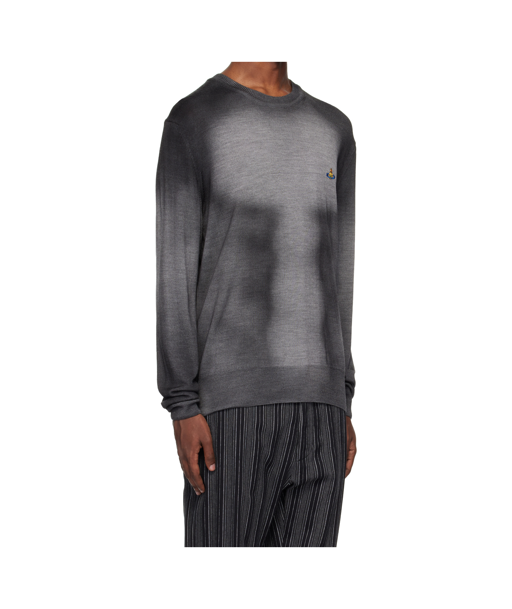 Vivienne Westwood Gray Sean Round Neck Sweater In Black