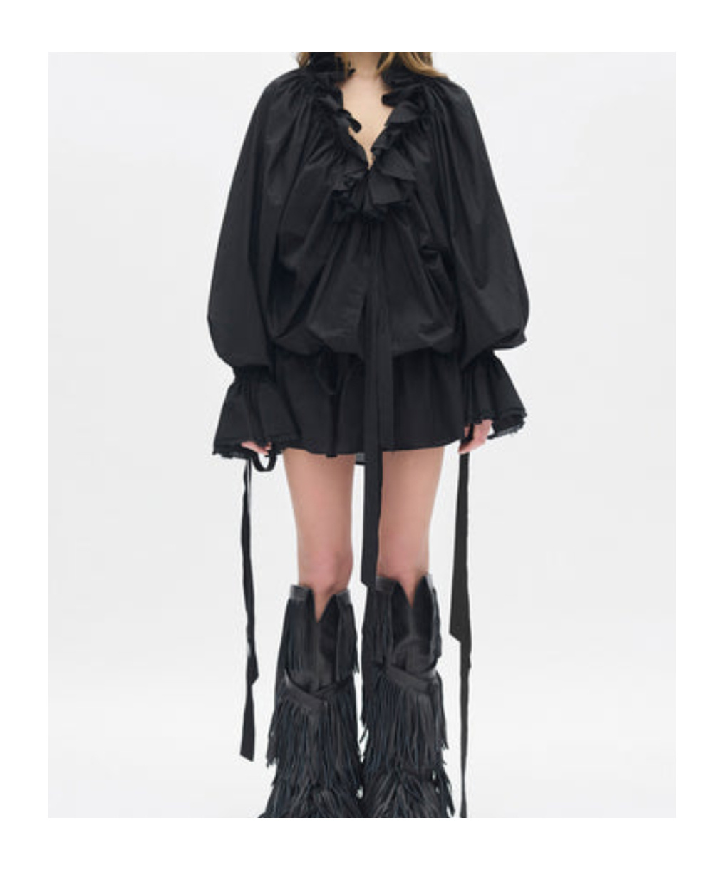 Ann Demeulemeester Bregje Ruffled Mini Dress In Black