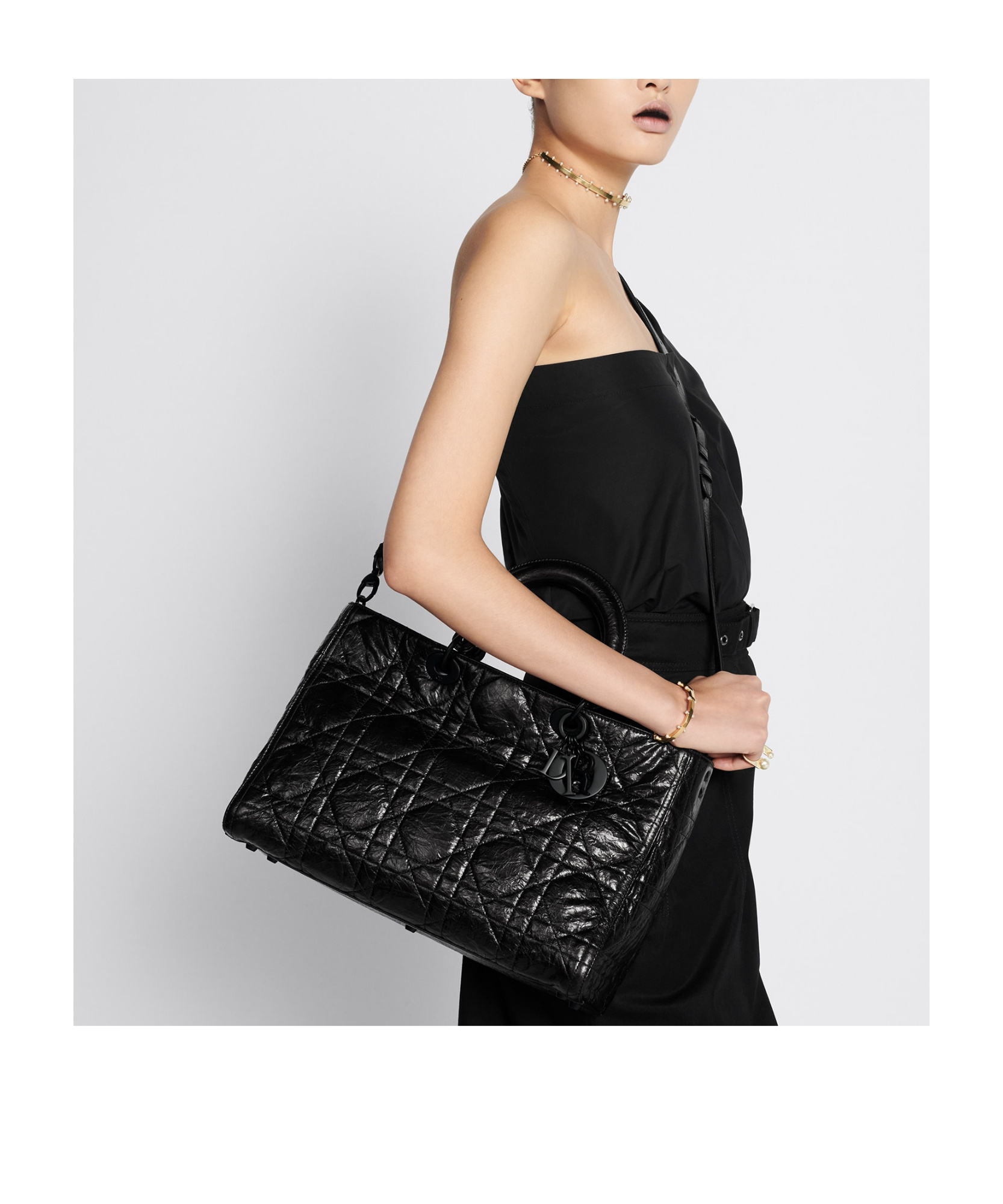 Dior Double Handle Shoulder Bag In Black