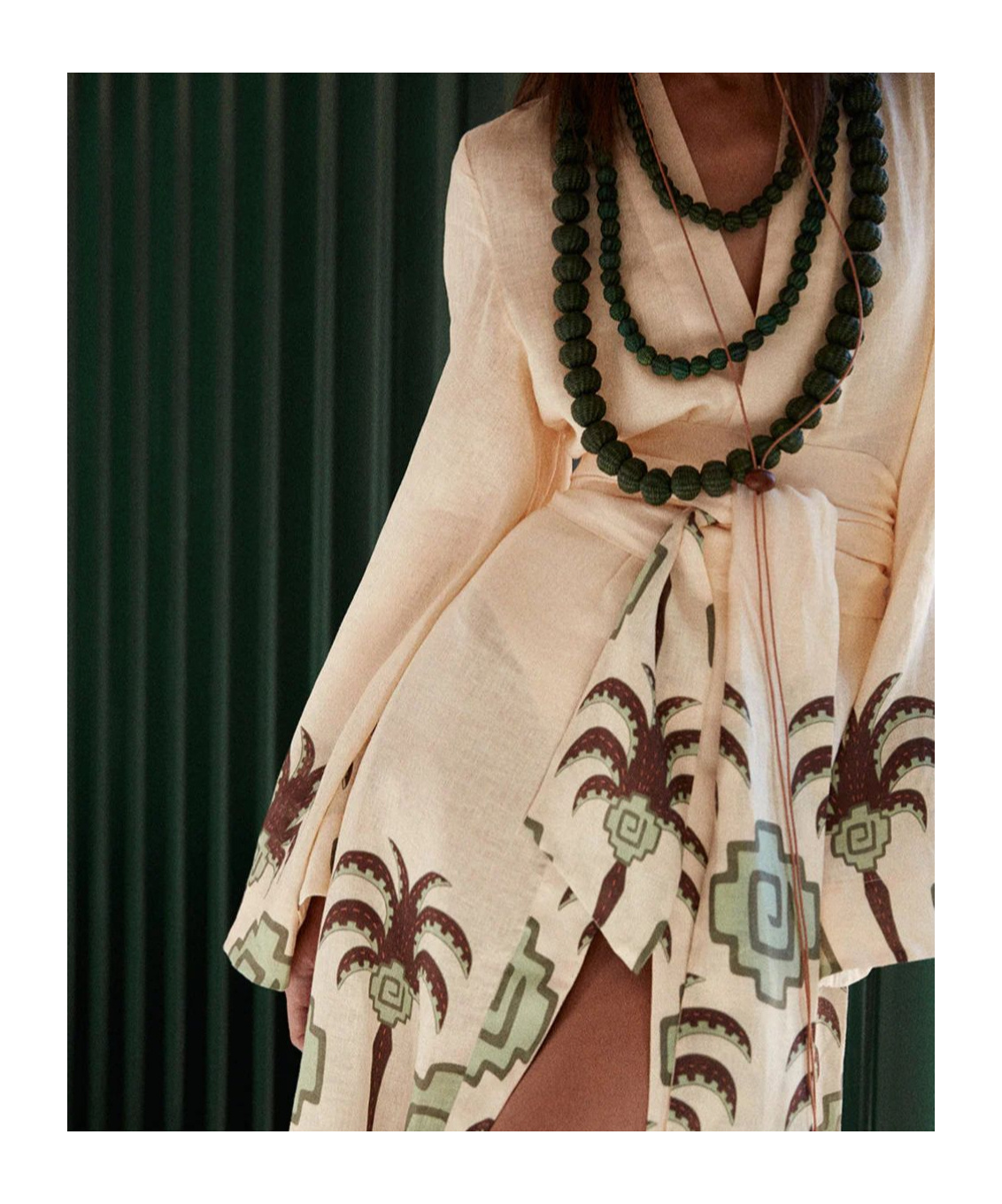 Johanna Ortiz Boa Whisper Palm-tree Geometric-print Robe In Neutral