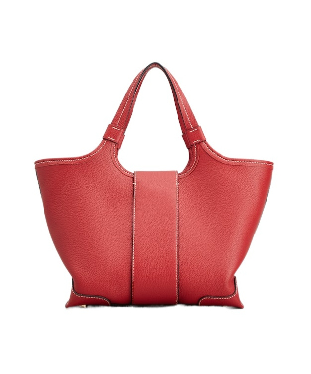 Roger Vivier Viv' Choc Mini Shopping Bag In Leather In Red