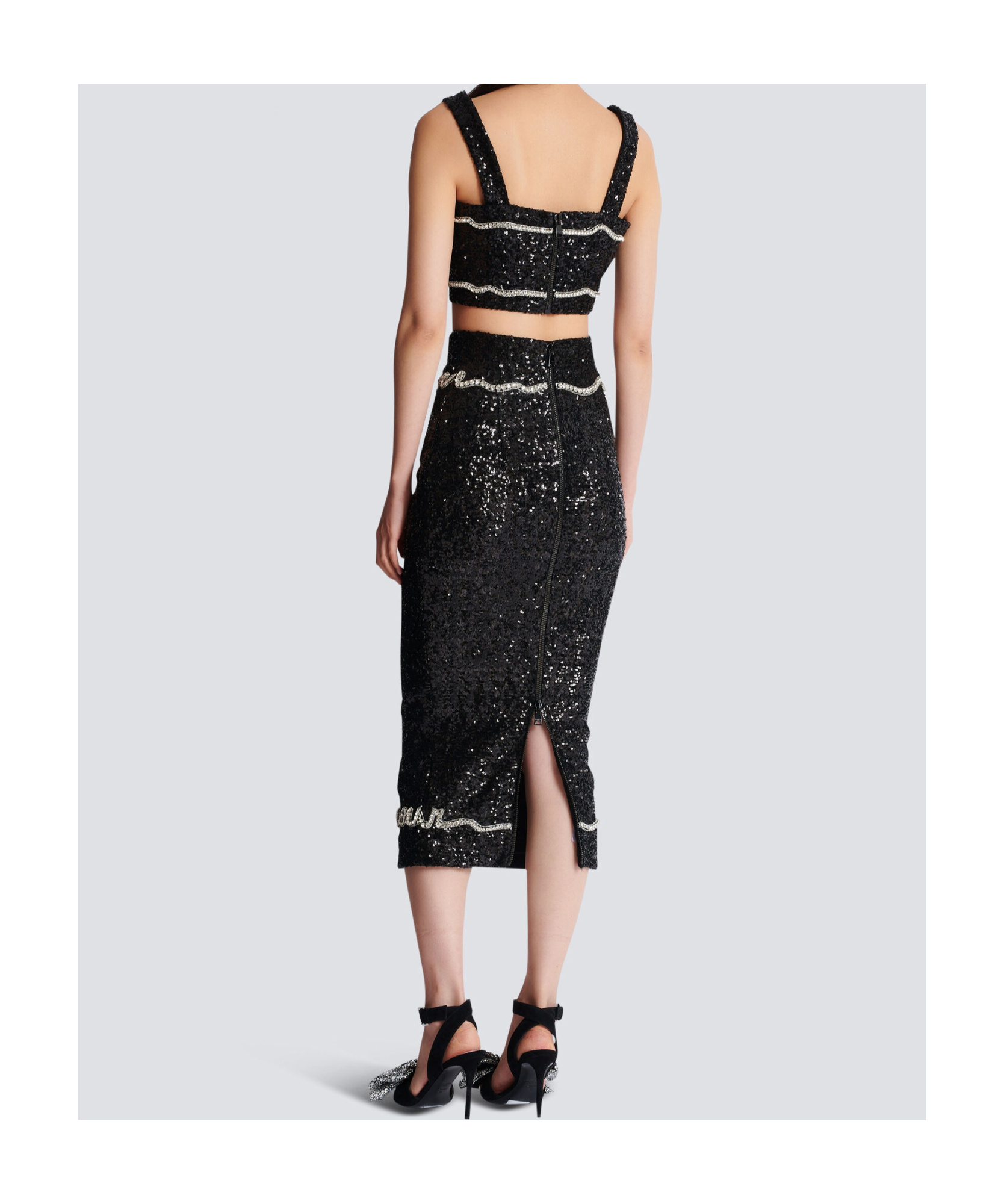 Shop Balmain Cropped Top With 'love Letter' Embroidery In Black