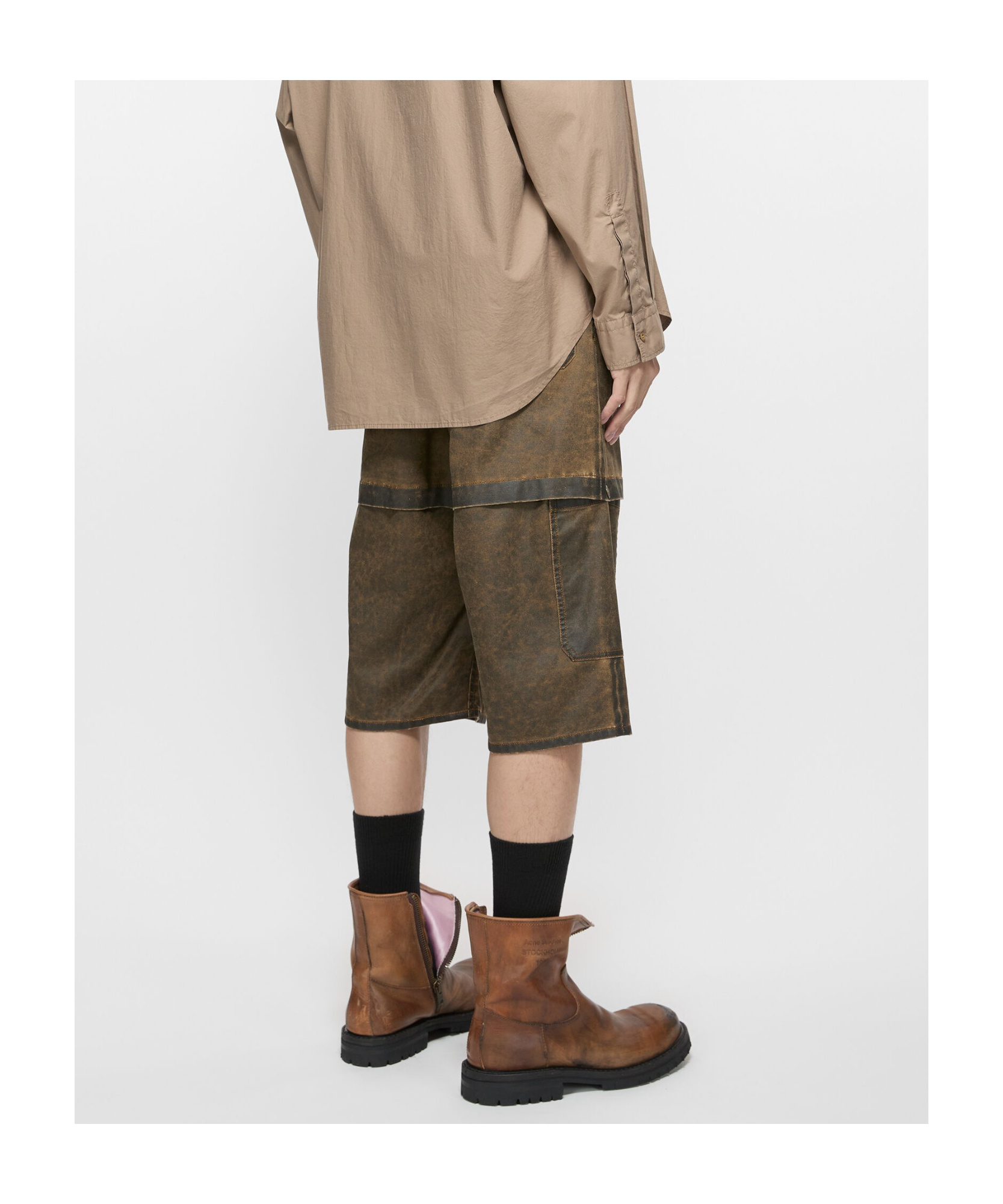 Acne Studios Shorts Coated Cotton In Brown