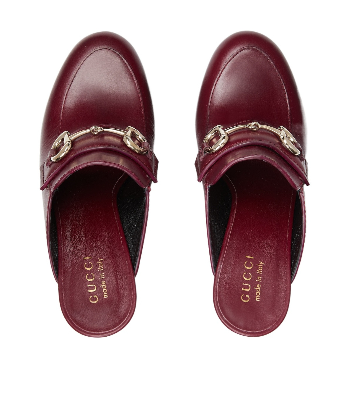 Gucci Horsebit 1955 Leather Platform Mules In Red