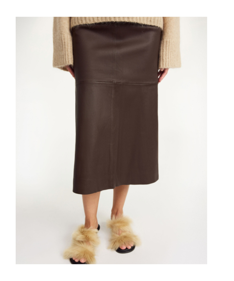 Shop By Malene Birger High Waist Midi Skirt In Brown