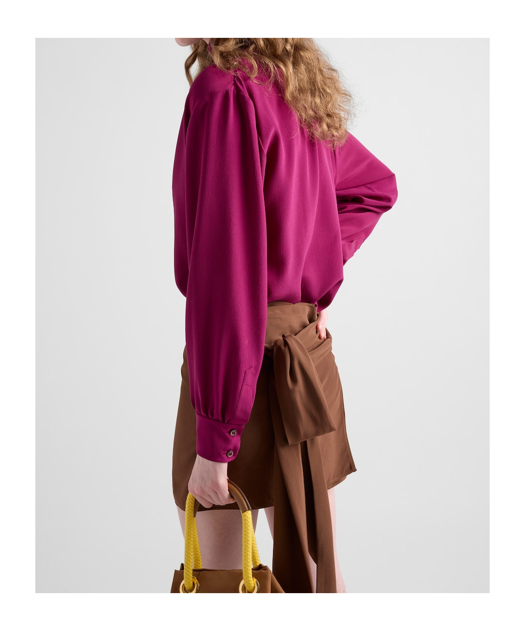 Prada Crepe De Chine Miniskirt In Brown