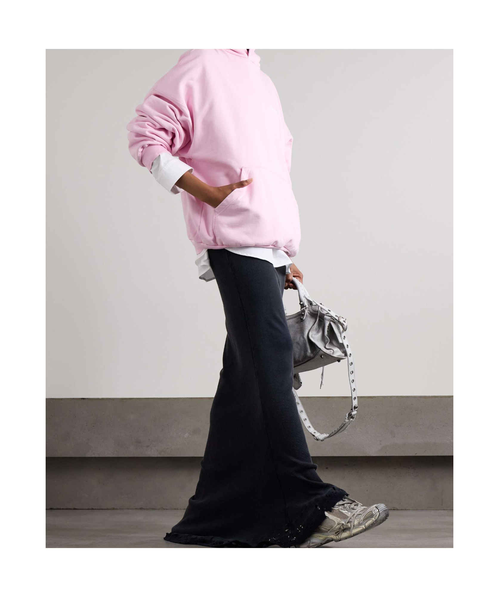 Shop Balenciaga Beverly Hills Embroidered Hoodie In Pink