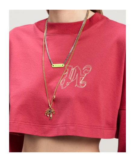 Palm Angels Short Two-letter T-shirt In Red