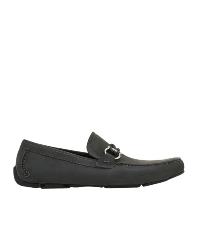 Ferragamo Man Loafers Lead Size 9 Calfskin In Black