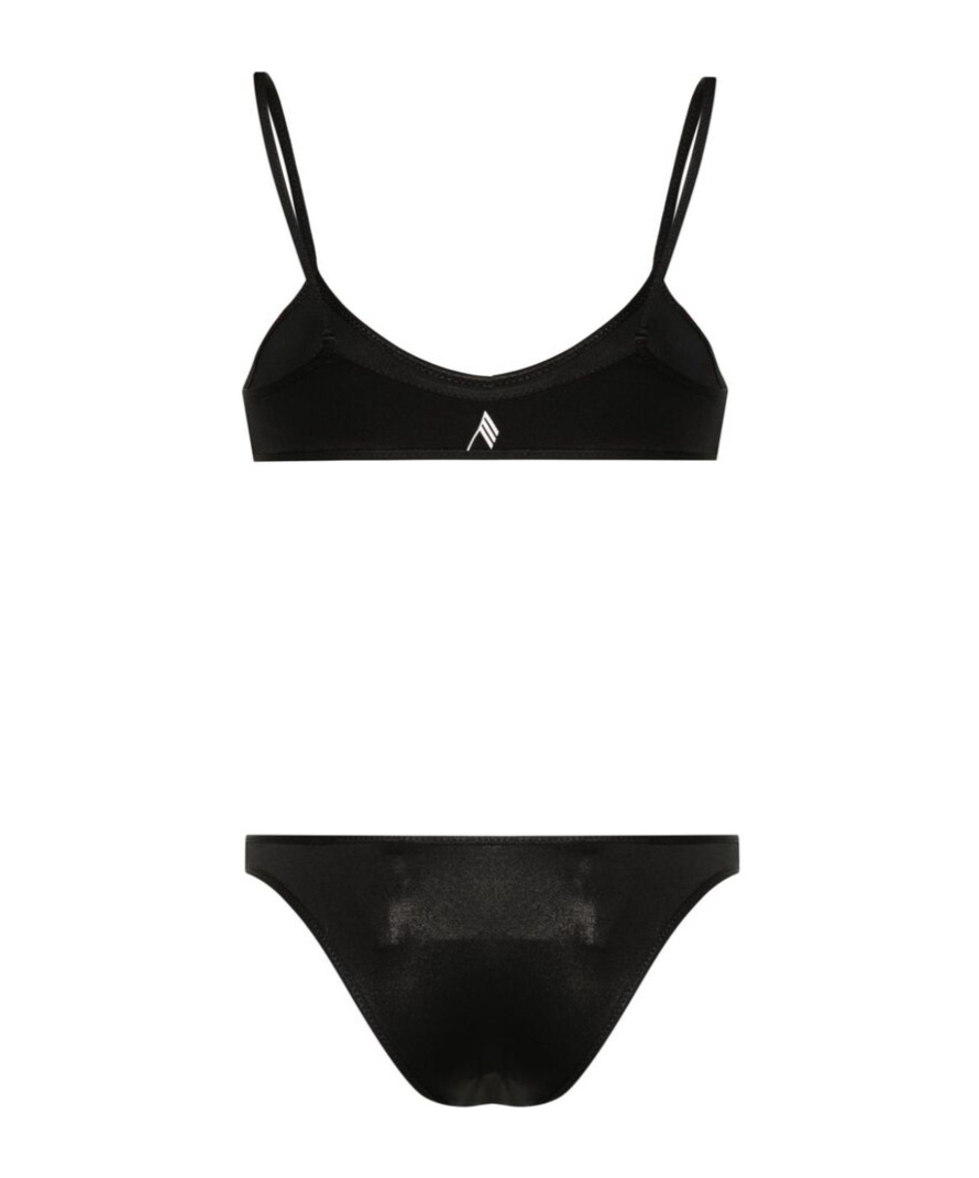 Shop Attico Rubberised-logo Bikini In Black