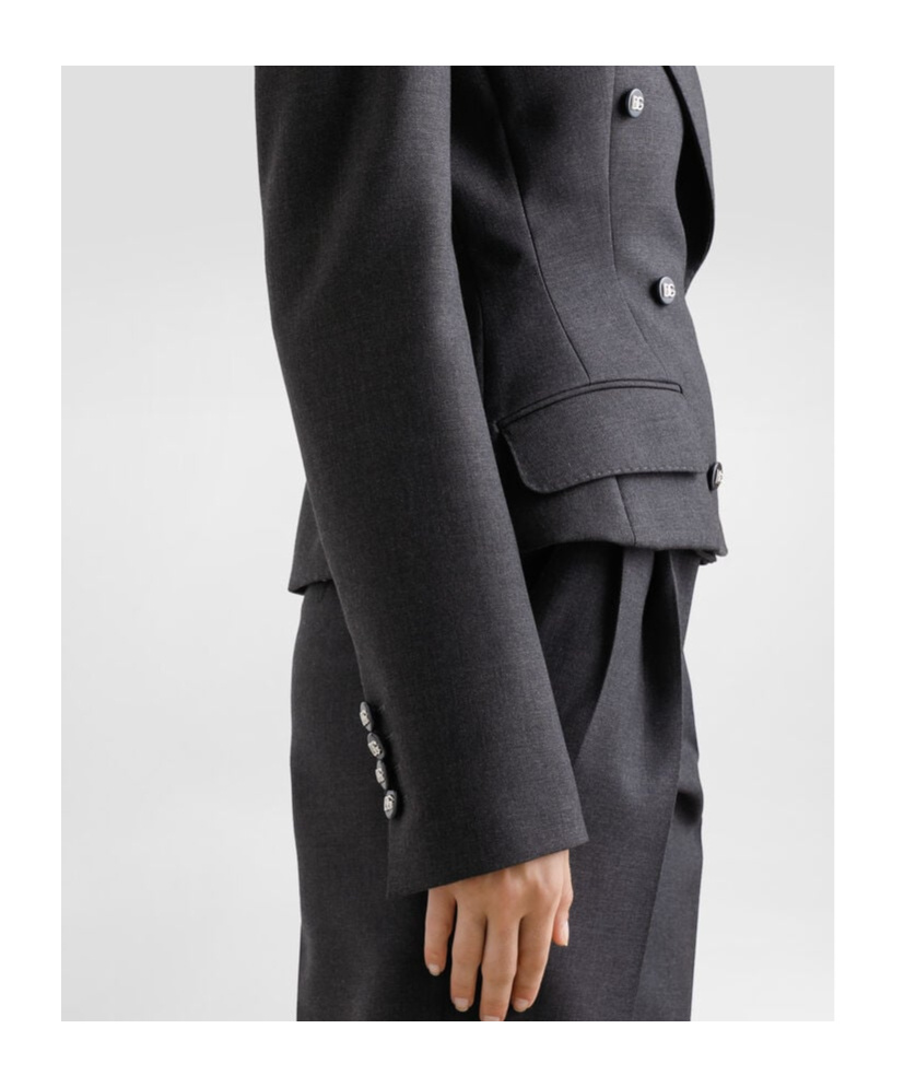 Dolce & Gabbana Double-breasted Dolce Jacket With Dg-branded Buttons In Black