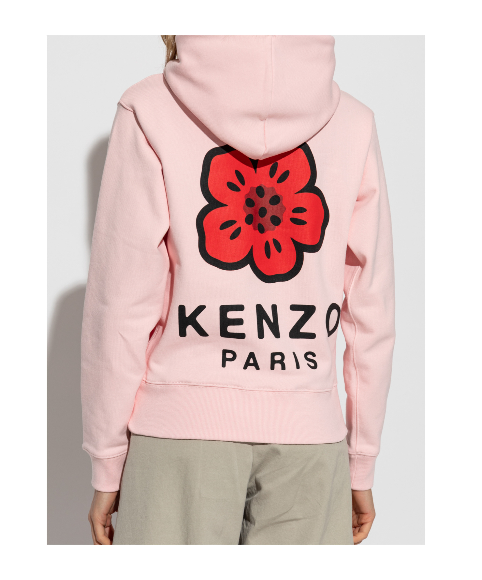 Kenzo Drawstring Hood Long Sleeve Sweater In Pink