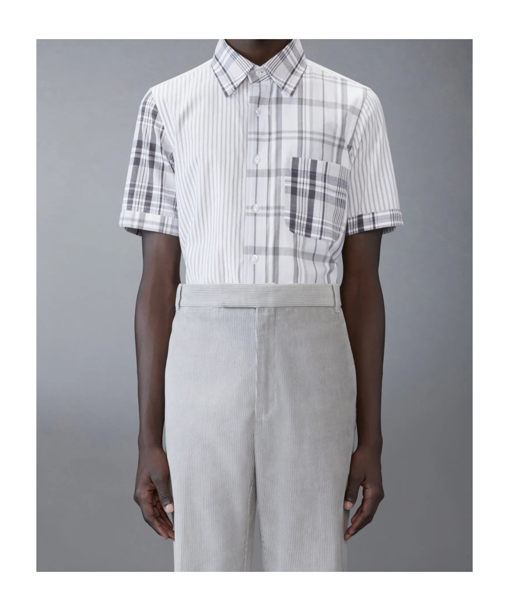 Thom Browne Straight Fit Fun Mix Button Down In Gray