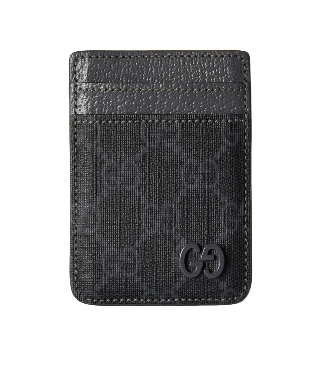 Gucci Two-color Magnetic Buckle Card Holder In Black