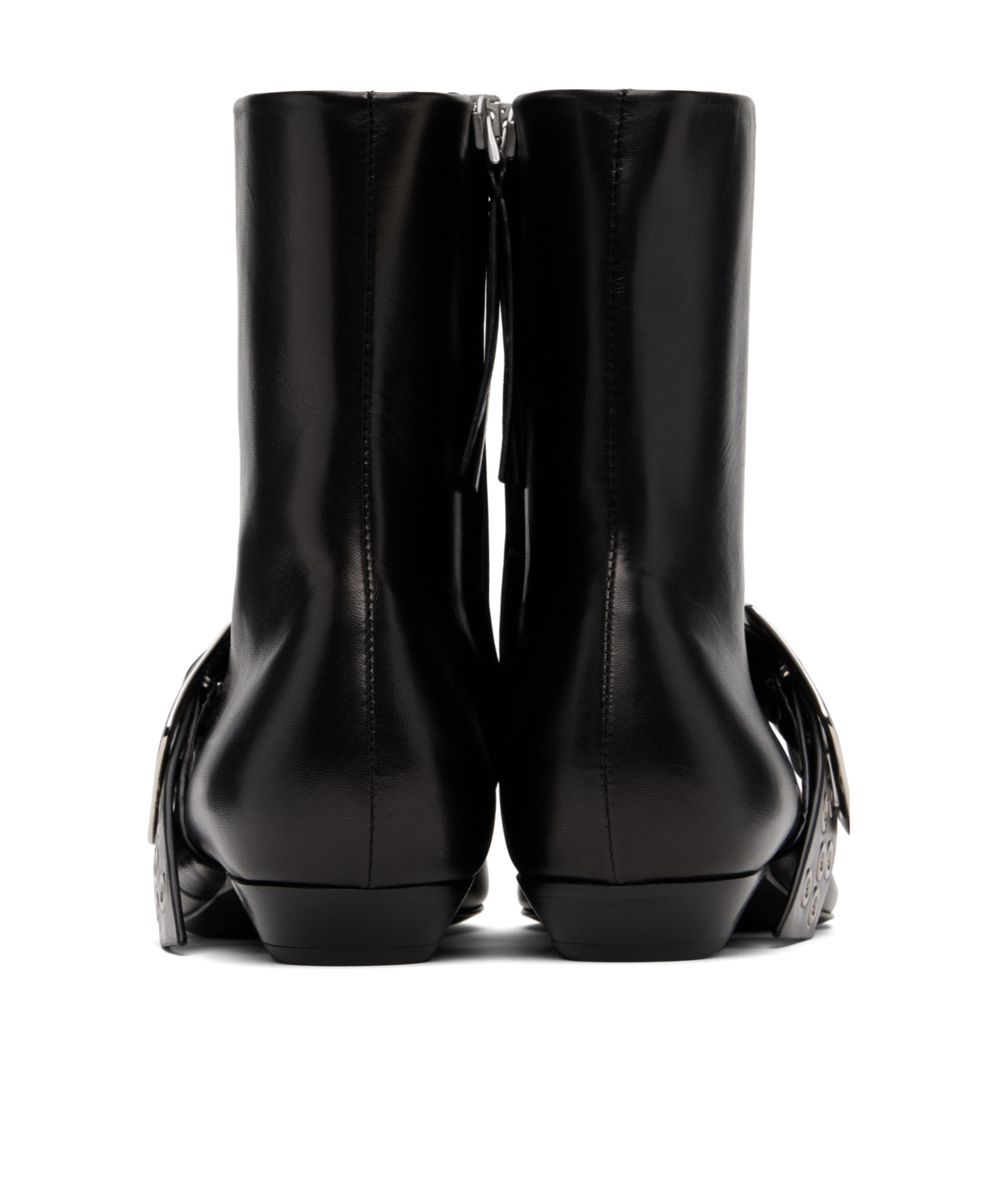 Jil Sander Buckled Leather Ankle Boots In Black