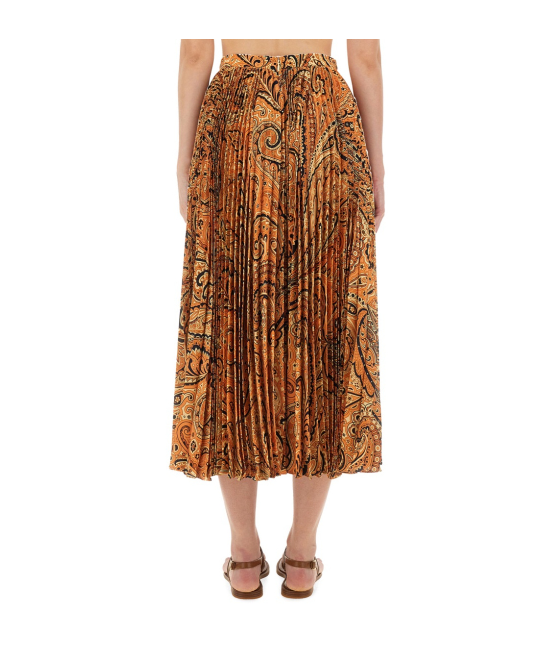 Etro Midi Paisley-print Pleated Skirt In Brown
