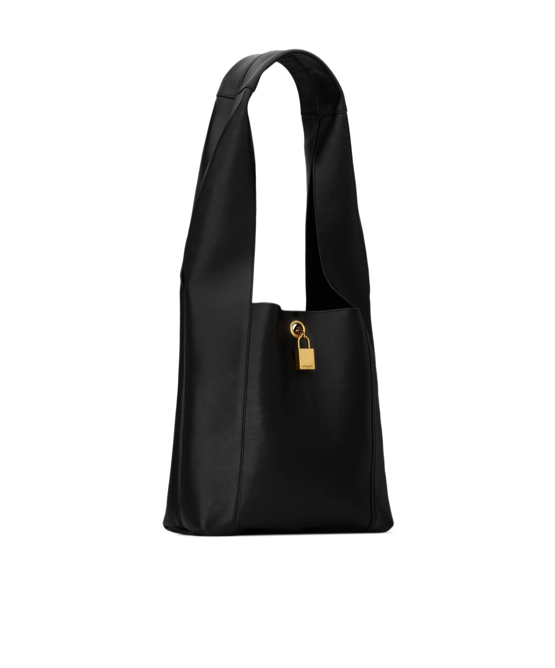 Saint Laurent Black Leather Tanger Shopping Bag In Black