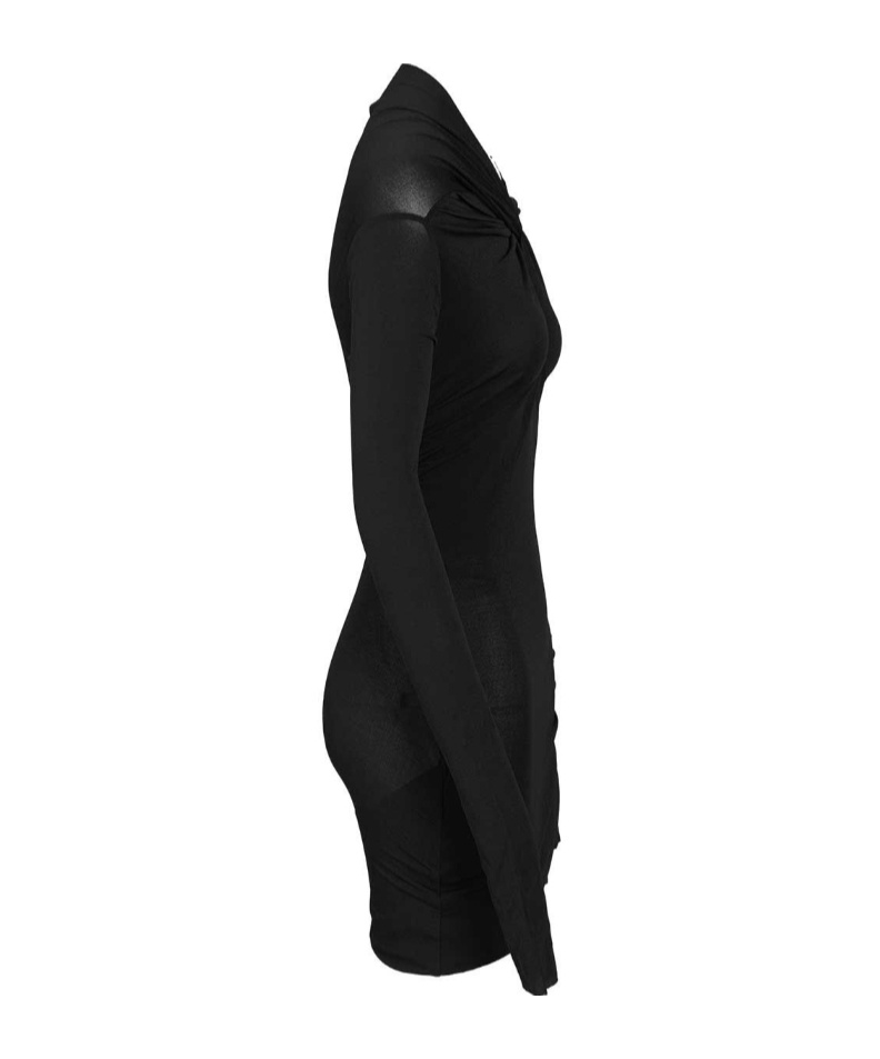 Rick Owens Lilies Asymmetric Long-sleeved Dress In Black