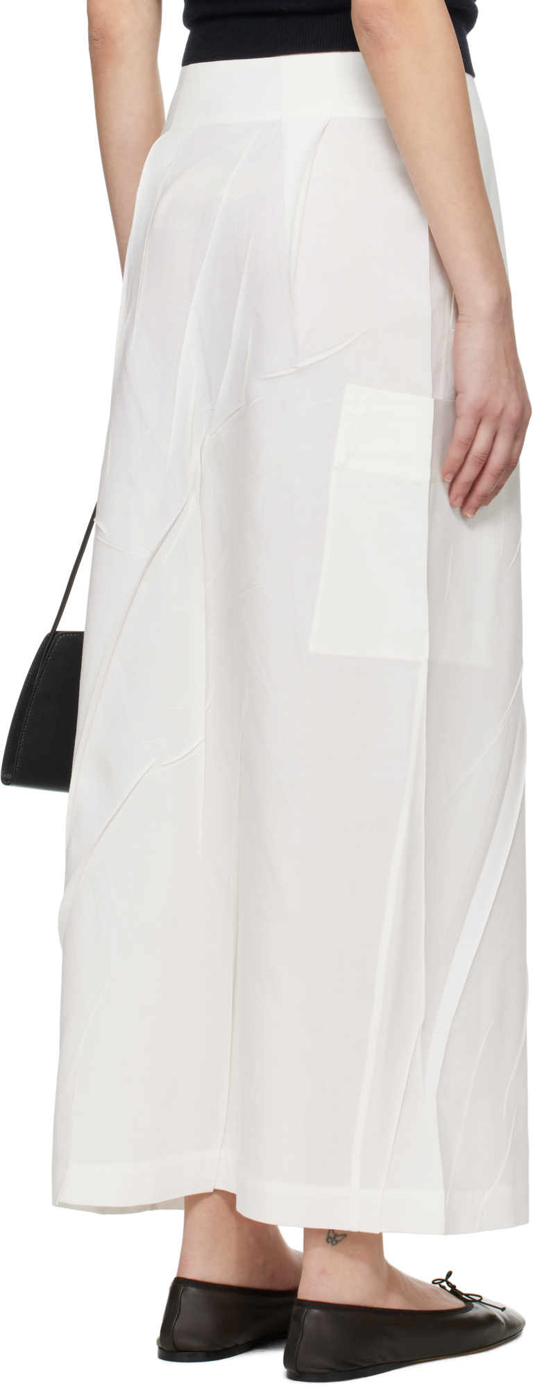 Issey Miyake White Pressed Form Midi Skirt In Washi White