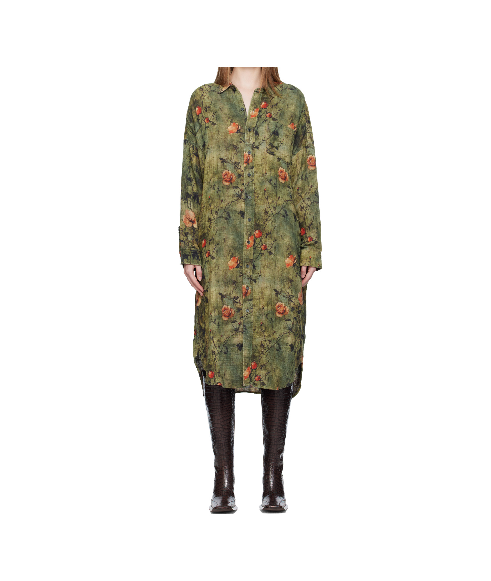 R13 Jumo Checkered Midi Dress In Green