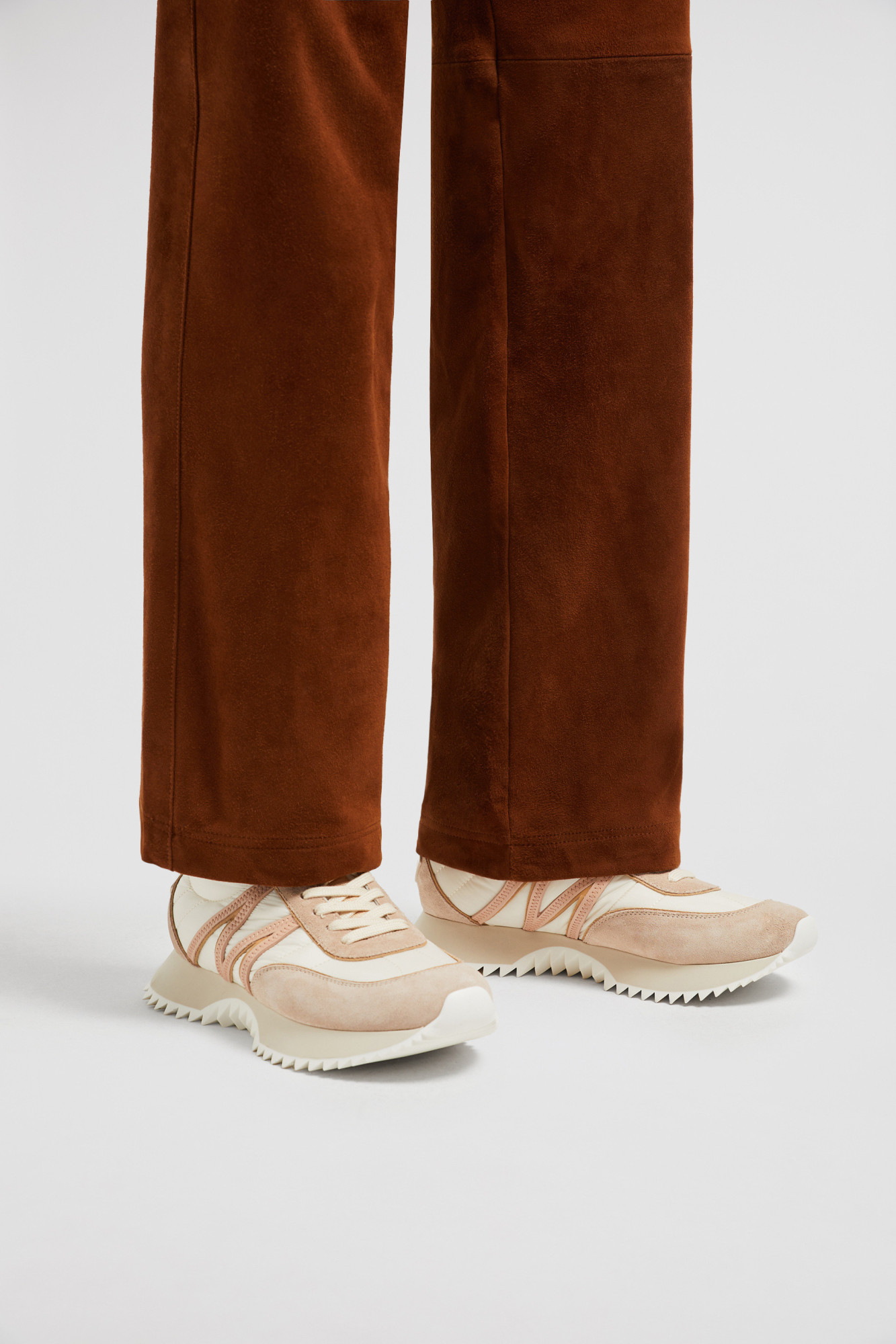 Shop Moncler Pacey Suede Trainers In White