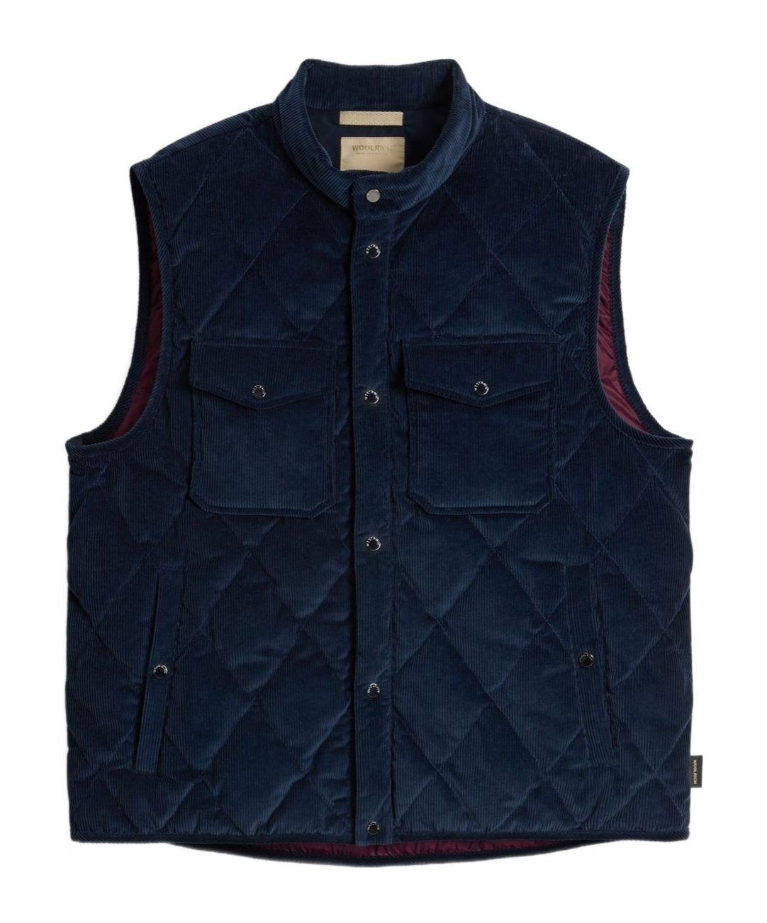 Woolrich Quilted Corduroy Jacket With Stand Collar In Blue