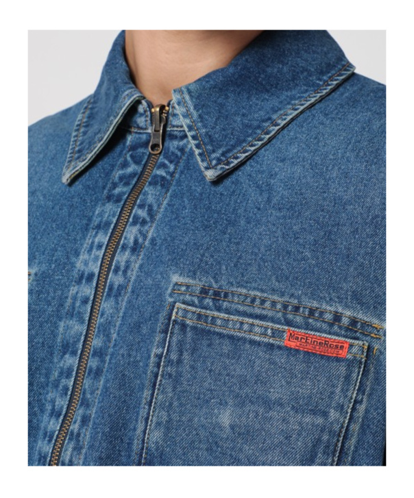 Shop Martine Rose Denim Zipper Coat In Blue