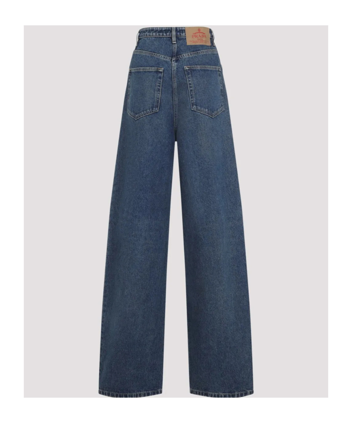 Prada Triangle Logo Wide-leg Jeans In Blue