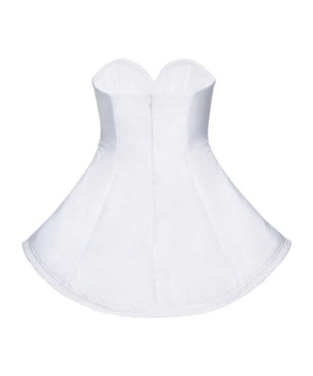 Magda Butrym Lace Poplin Strapless Babydoll Mini Dress In White In White