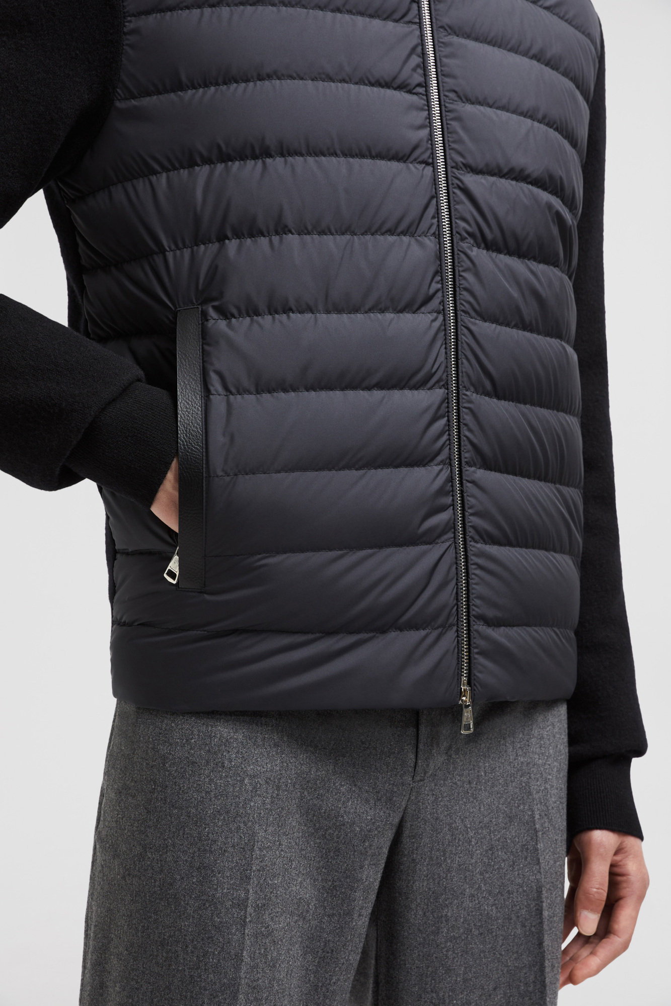 Moncler Padded Wool & Cashmere Zip-up Cardigan Black In Black