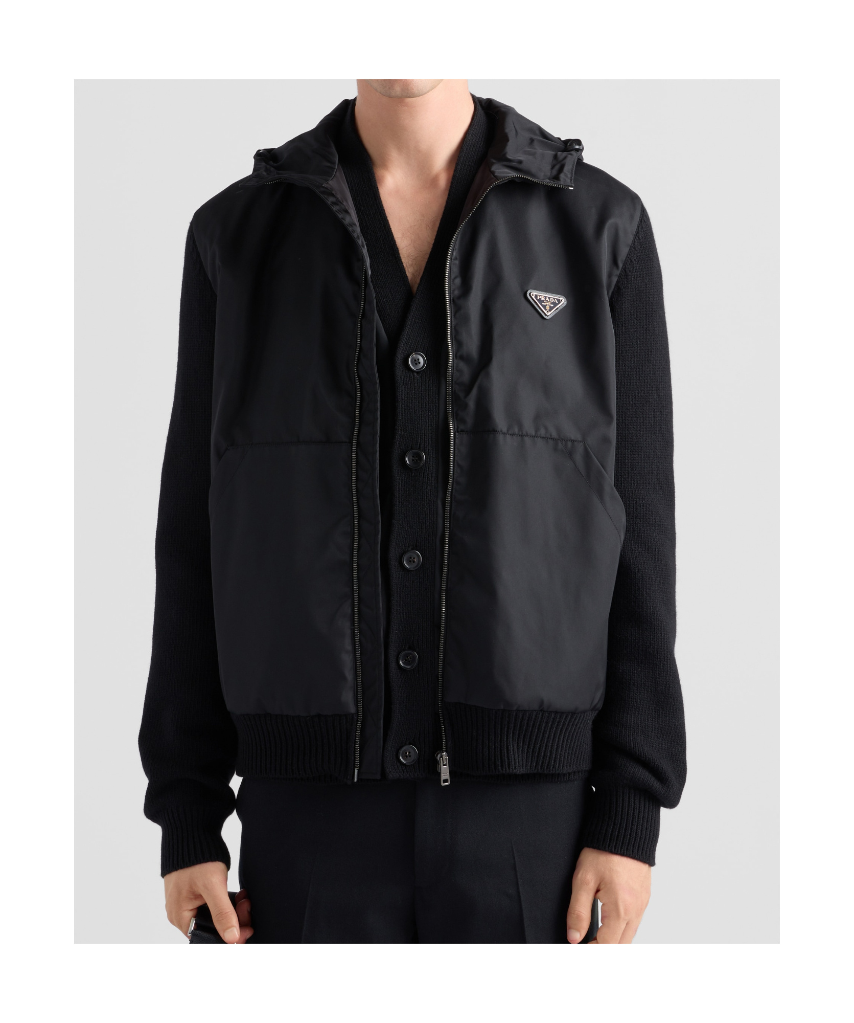 Prada Cashmere And Wool Cardigan In Black