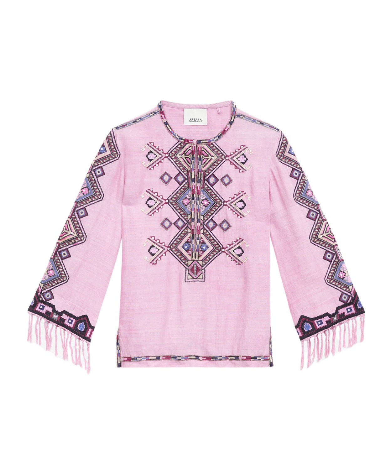 Isabel Marant Zelda Embroidered Matka Silk Top In Pink
