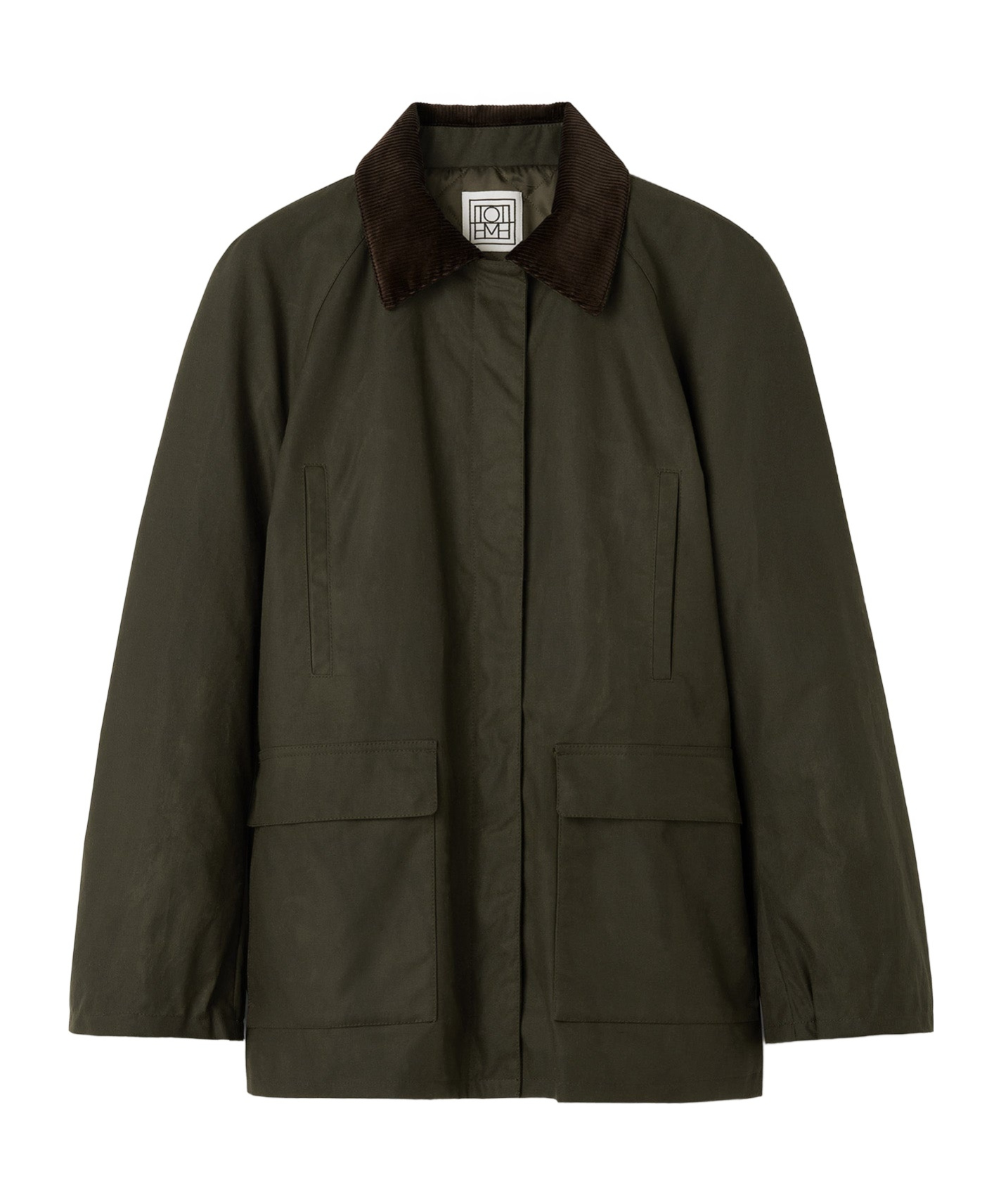 Totême Womens Green Collared Waxed Cotton Jacket 10 In Black