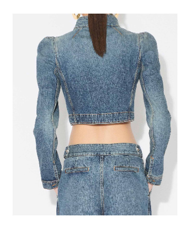 Alaïa Denim High Neck Jacket In Blue