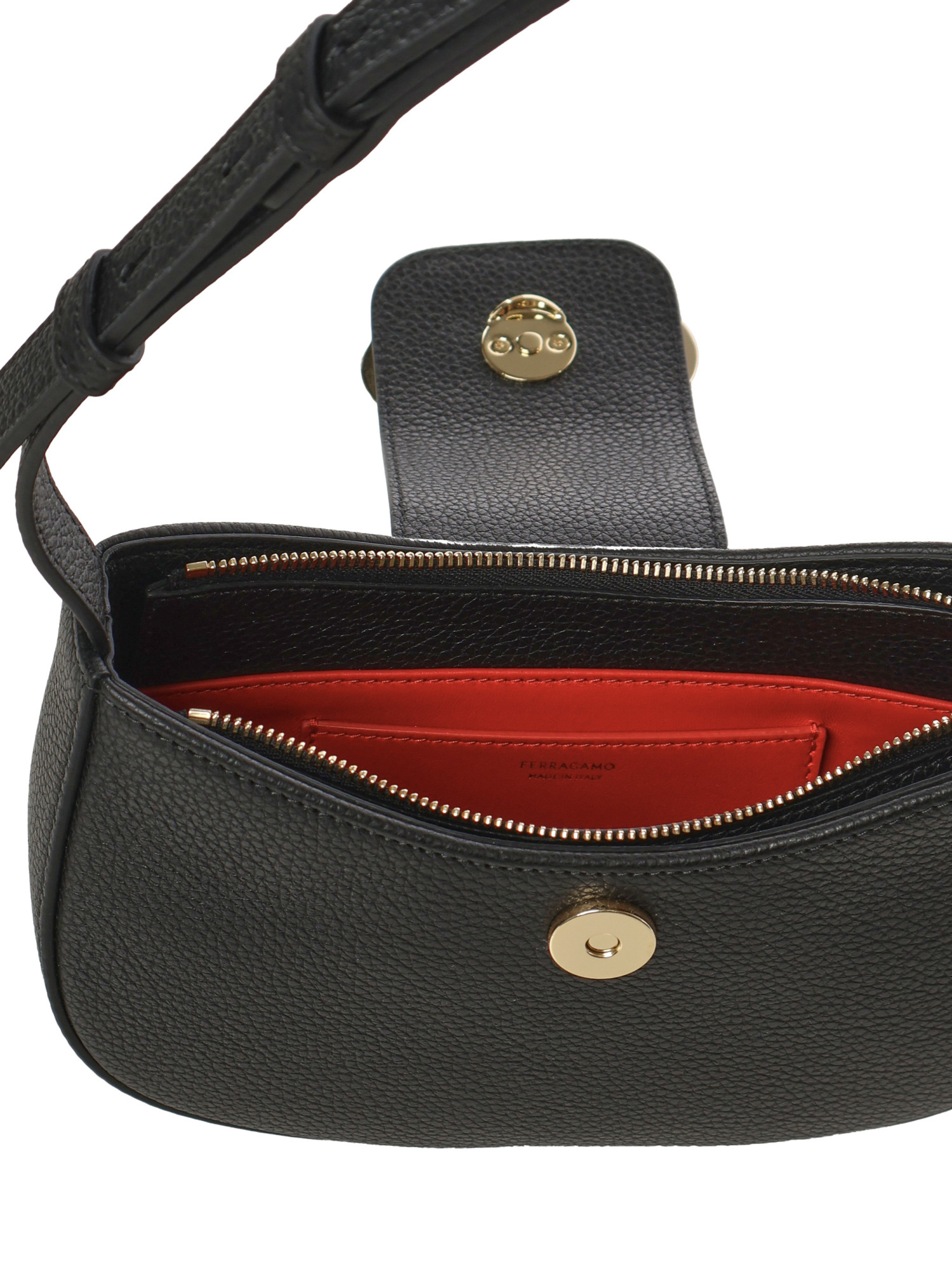 Ferragamo Gabry Black Calf Leather Shoulder Bag