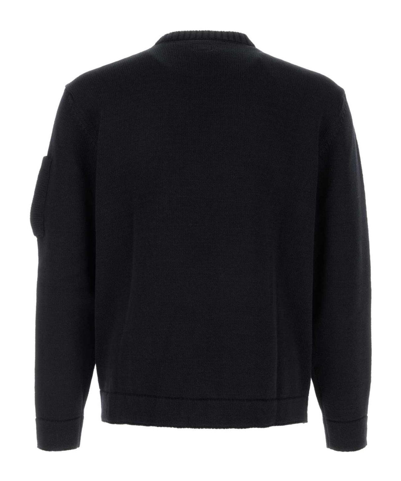 C.p. Company Cp Company Diagonal Raised Fleece Crew Neck Lens Sweatshirt In Black