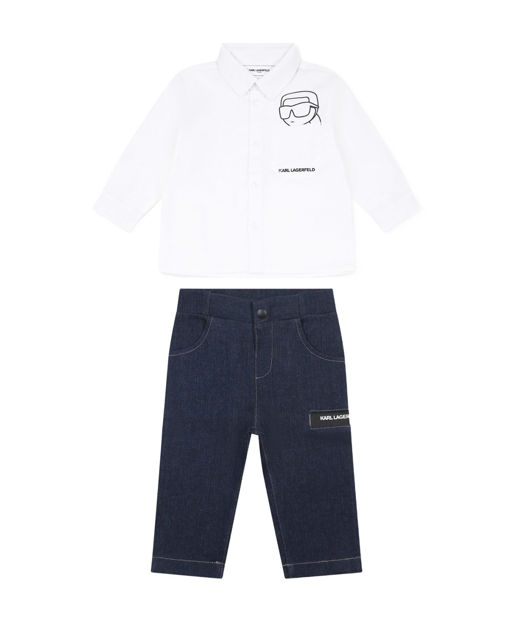 Karl Lagerfeld Short-sleeved Shirt And Trouser Set In White